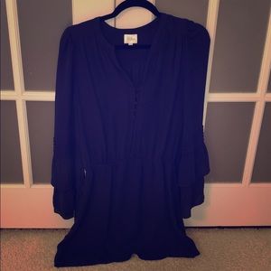 Navy Blue PARKER Bell Sleeve Dress